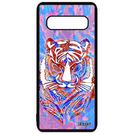 Защитный чехол на мобильный // Galaxy S10 // "Тигр" Джунгли Тайга, Utaupia, розовый