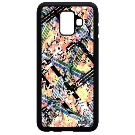 Красивый чехол на смартфон // Samsung Galaxy A6 2018 // "Тартан плитка" Рисунок Клетка, Utaupia, цветной