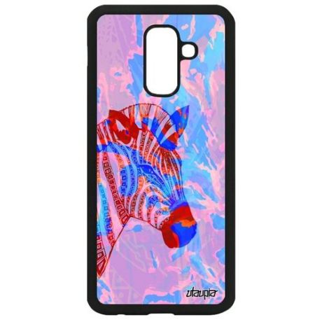 Модный чехол на смартфон // Galaxy A6 Plus 2018 // "Зебра" Африка Стиль, Utaupia, цветной