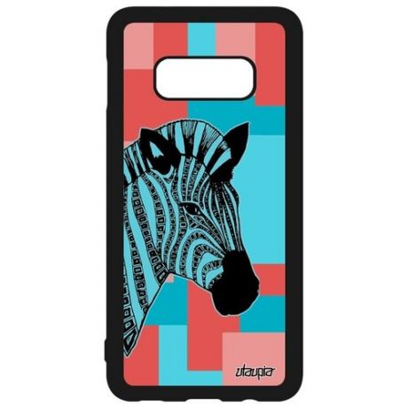 Красивый чехол для телефона // Samsung Galaxy S10e // "Зебра" Полосатая Лошадь, Utaupia, фиолетовый