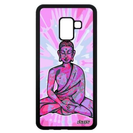 Красивый чехол для смартфона // Samsung Galaxy A8 2018 // "Будда" Buddha Индия, Utaupia, розовый