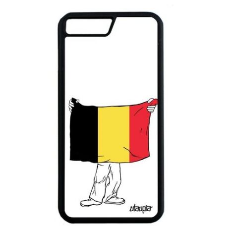 Ударопрочный чехол на // Apple iPhone 7 Plus // "Флаг Гвинеи Экваториальной с руками" Дизайн Туризм, Utaupia, белый