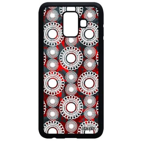 Красивый чехол на мобильный // Samsung Galaxy A6 2018 // "Кружевной узор" Плетение Пейсли, Utaupia, красный