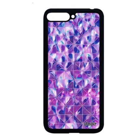 Красивый чехол для телефона // Huawei Y6 2018 // "Плиточный мотив" Треугольник Ромб, Utaupia, розовый