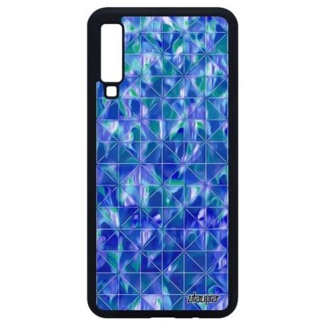 Противоударный чехол для мобильного // Galaxy A7 2018 // "Плиточный мотив" Текстура Дизайн, Utaupia, голубой