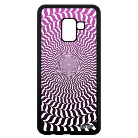 Защитный чехол на смартфон // Galaxy A8 2018 // "Иллюзия круга" Дизайн Мираж, Utaupia, черный
