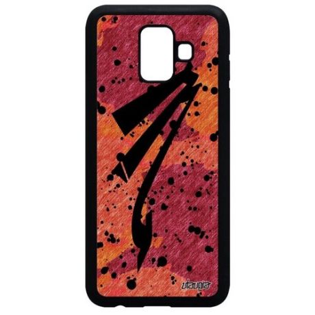 Противоударный чехол для смартфона // Galaxy A6 2018 // "Знак зодиака Лев" Созвездие Дизайн, Utaupia, оранжевый
