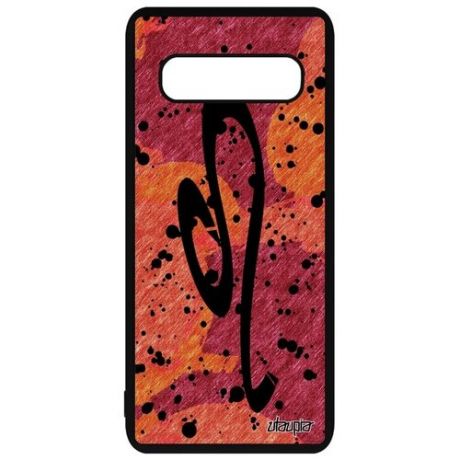Защитный чехол для телефона // Galaxy S10 Plus // "Знак зодиака Близнецы" Дизайн Каллиграфия, Utaupia, оранжевый