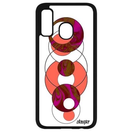 Красивый чехол на // Galaxy A40 // "Круги" Узор Дизайн, Utaupia, оранжевый