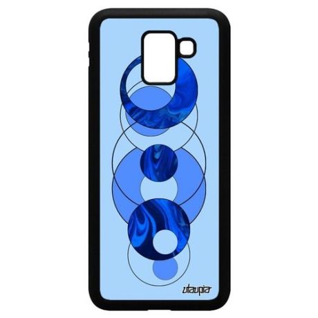 Противоударный чехол для мобильного // Samsung Galaxy J6 2018 // "Круги" Стиль Кольца, Utaupia, голубой