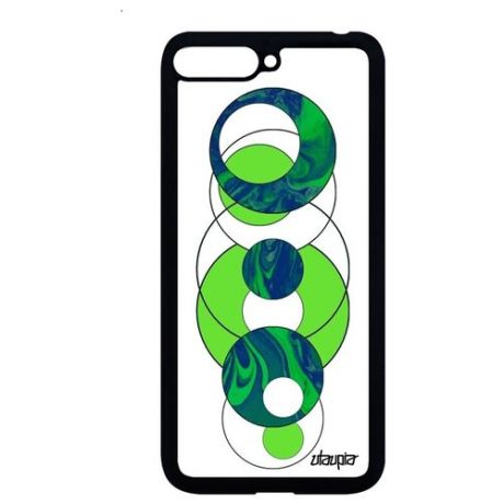 Защитный чехол на мобильный // Huawei Y6 2018 // "Круги" Геометрический Сфера, Utaupia, зеленый