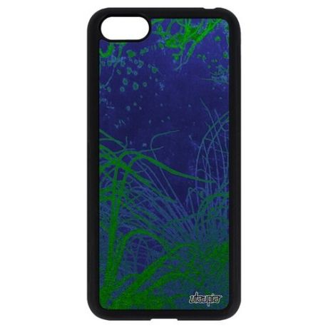 Красивый чехол для смартфона // Huawei Y5 2018 // "Травы" Море Дно, Utaupia, синий