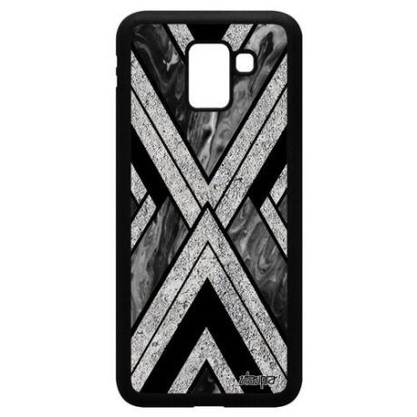 Ударопрочный чехол на смартфон // Galaxy J6 2018 // "Икс-орнамент" Рисунок Стиль, Utaupia, серый