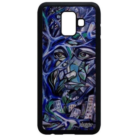 Красивый чехол для смартфона // Samsung Galaxy A6 2018 // "Взгляд" Абстракция Стрит-арт, Utaupia, фиолетовый