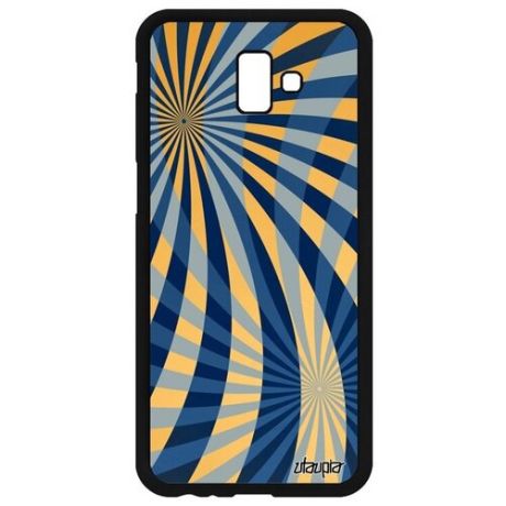 Качественный чехол на мобильный // Samsung Galaxy J6 Plus 2018 // "Спирали" Геометрия Полосы, Utaupia, синий