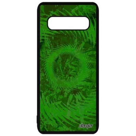 Ударопрочный чехол для смартфона // Galaxy S10 // "Мандала спираль" Сфера Круг, Utaupia, зеленый