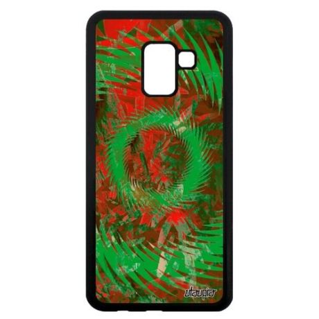Противоударный чехол на телефон // Galaxy A8 2018 // "Мандала спираль" Узор Символ, Utaupia, зеленый