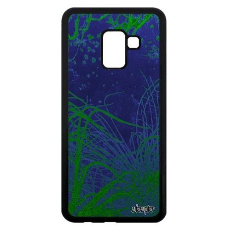 Противоударный чехол для телефона // Galaxy A8 2018 // "Травы" Морские Пляж, Utaupia, голубой
