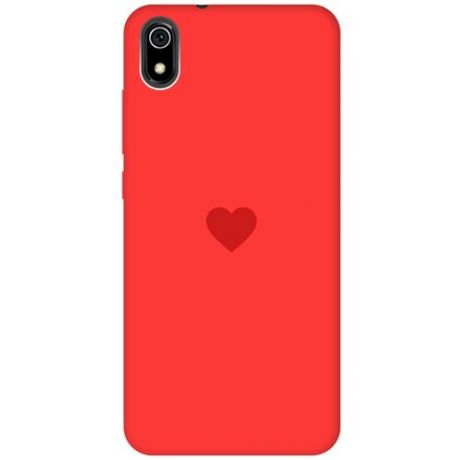 Силиконовая чехол-накладка Silky Touch для Xiaomi Redmi 7A с принтом "Heart" красная