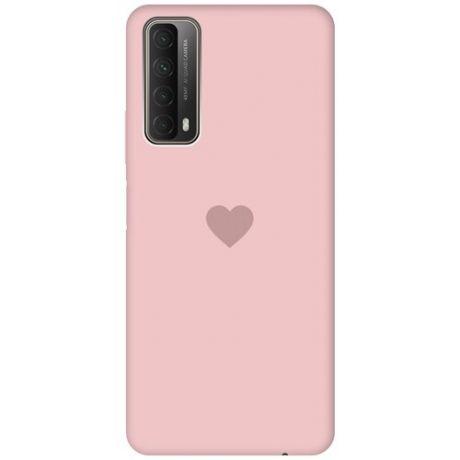 Силиконовая чехол-накладка Silky Touch для Huawei P Smart 2021 с принтом "Heart" розовая