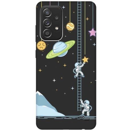 Силиконовая чехол-накладка Silky Touch для Samsung Galaxy A52 с принтом "Ladder into Space" черная