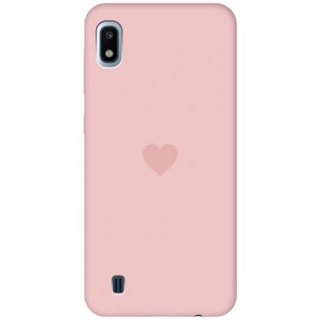 Силиконовая чехол-накладка Silky Touch для Samsung Galaxy A10 с принтом "Heart" розовая