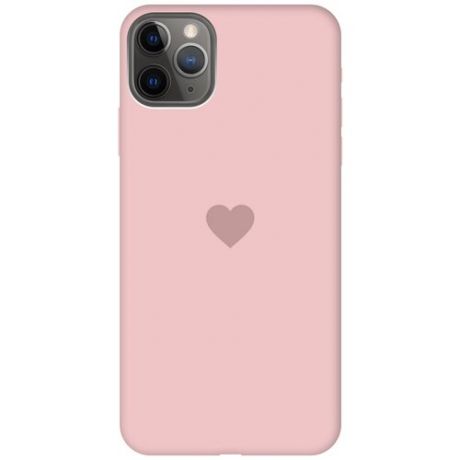 Силиконовая чехол-накладка Silky Touch для Apple iPhone 11 Pro Max с принтом "Heart" розовая