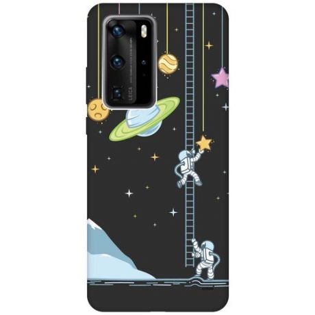 Силиконовая чехол-накладка Silky Touch для Huawei P40 Pro с принтом "Ladder into Space" черная