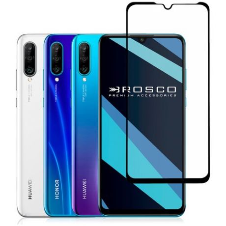 Защитное стекло с черной рамкой ROSCO для HUAWEI P30 Lite (Хуавей П30 лайт), силиконовая клеевая основа