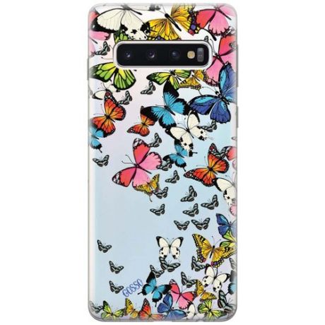 Ультратонкий силиконовый чехол-накладка Transparent для Samsung Galaxy S10 с 3D принтом "Magic Butterflies"