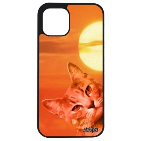 Защитный чехол для // Apple iPhone 12 Mini // "Котик" Полосатый Дикий, Utaupia, оранжевый