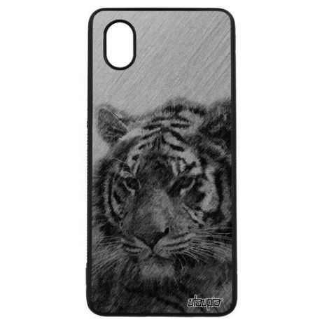 Красивый чехол для мобильного // Galaxy A01 // "Царь тигр" Дикий Джунгли, Utaupia, серый