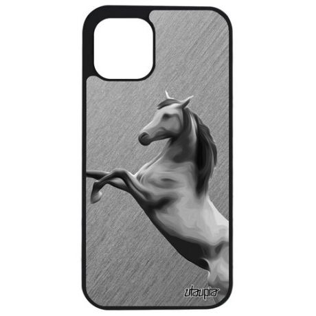 Противоударный чехол на // Apple iPhone 12 // "Лошадь" Стиль Мустанг, Utaupia, голубой