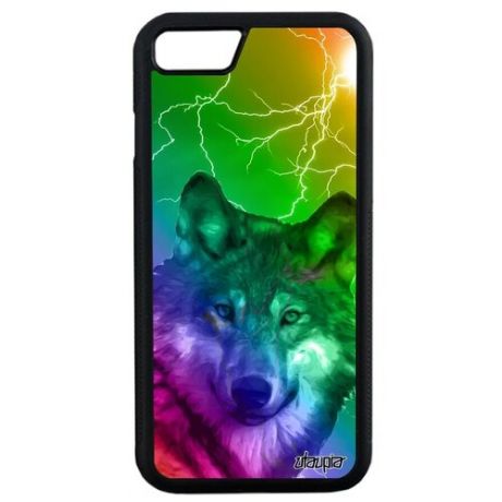 Чехол для смартфона // Apple iPhone SE 2020 // "Дикий волк" Дизайн Wolf, Utaupia, фуксия