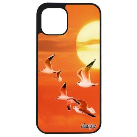 Противоударный чехол для смартфона // iPhone 12 Mini // "Чайки" Ливингстон Моевка, Utaupia, оранжевый