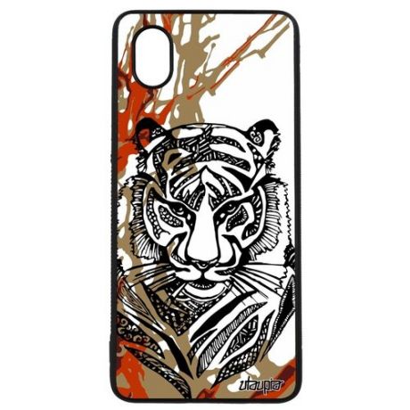 Противоударный чехол на мобильный // Samsung Galaxy A01 // "Тигр" Зверь Tiger, Utaupia, серый