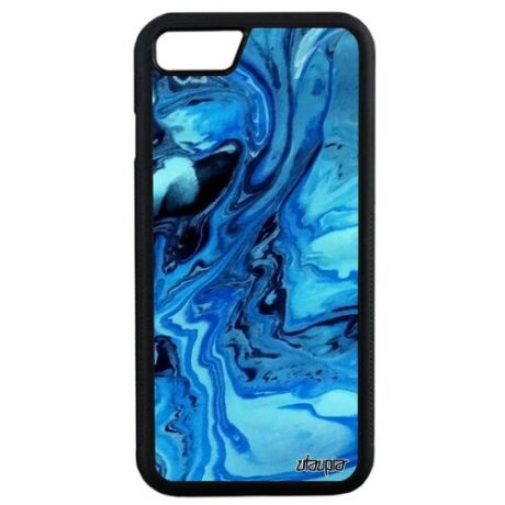 Качественный чехол на // iPhone SE 2020 // "Волны" Узор Море, Utaupia, синий