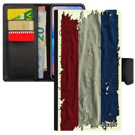 Защитный чехол-книжка на телефон // iPhone SE 2020 // "Флаг Гвинеи Экваториальной на ткани" Государственный Патриот, Utaupia, белый