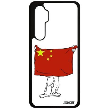 Противоударный чехол для смартфона // Xiaomi Mi Note 10 Lite // "Флаг Камеруна с руками" Путешествие Патриот, Utaupia, белый