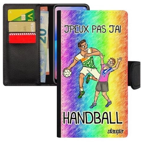 Защитный чехол книжка для // iPhone SE 2020 // "Не могу - у меня гандбол!" Спорт Юмор, Utaupia, серый