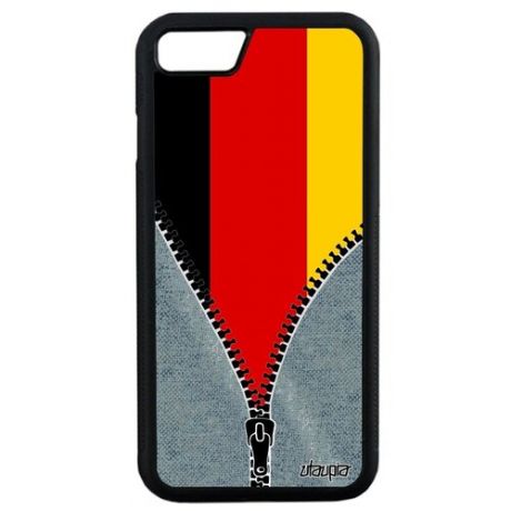 Красивый чехол на телефон // Apple iPhone SE 2020 // "Флаг Румынии на молнии" Стиль Патриот, Utaupia, серый