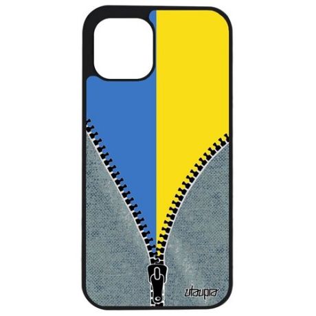 Красивый чехол для смартфона // iPhone 12 // "Флаг Румынии на молнии" Дизайн Патриот, Utaupia, серый