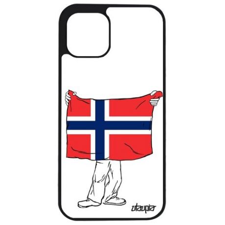 Стильный чехол для смартфона // iPhone 12 Pro // "Флаг Туниса с руками" Дизайн Государственный, Utaupia, белый
