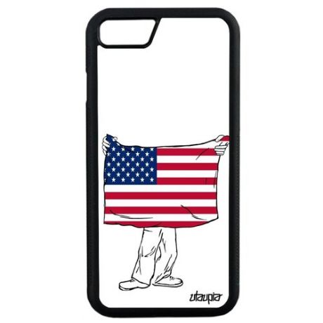 Защитный чехол для мобильного // Apple iPhone SE 2020 // "Флаг Бельгии с руками" Дизайн Стиль, Utaupia, белый