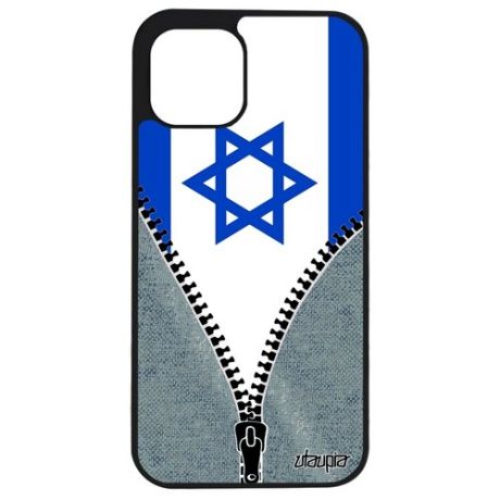 Чехол на iPhone 12 mini, "Флаг Израиля на молнии" Страна Патриот