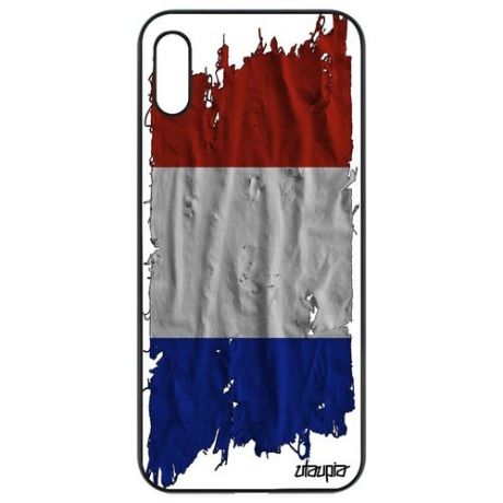 Ударопрочный чехол для смартфона // Honor 8A // "Флаг Голландии на ткани" Стиль Дизайн, Utaupia, белый