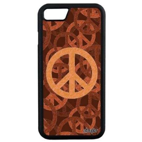Противоударный чехол для смартфона // iPhone SE 2020 // "Peace and Love" Пацифизм Мандала, Utaupia, светло-коричневый