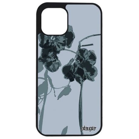 Стильный чехол на смартфон // Apple iPhone 12 Pro // "Цветы" Дизайн Романтика, Utaupia, серый