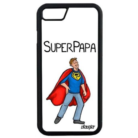 Ударопрочный чехол для смартфона // Apple iPhone SE 2020 // "Суперпапа" Рисунок Герой, Utaupia, черный