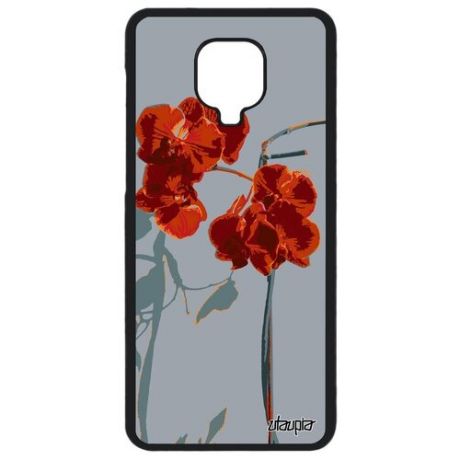 Противоударный чехол для смартфона // Xiaomi Redmi Note 9S // "Цветы" Аромат Flower, Utaupia, серый